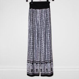 APT 9 Boho Wide Leg Palazzo Pants Geometric Medallion Print Monochrome Petite S